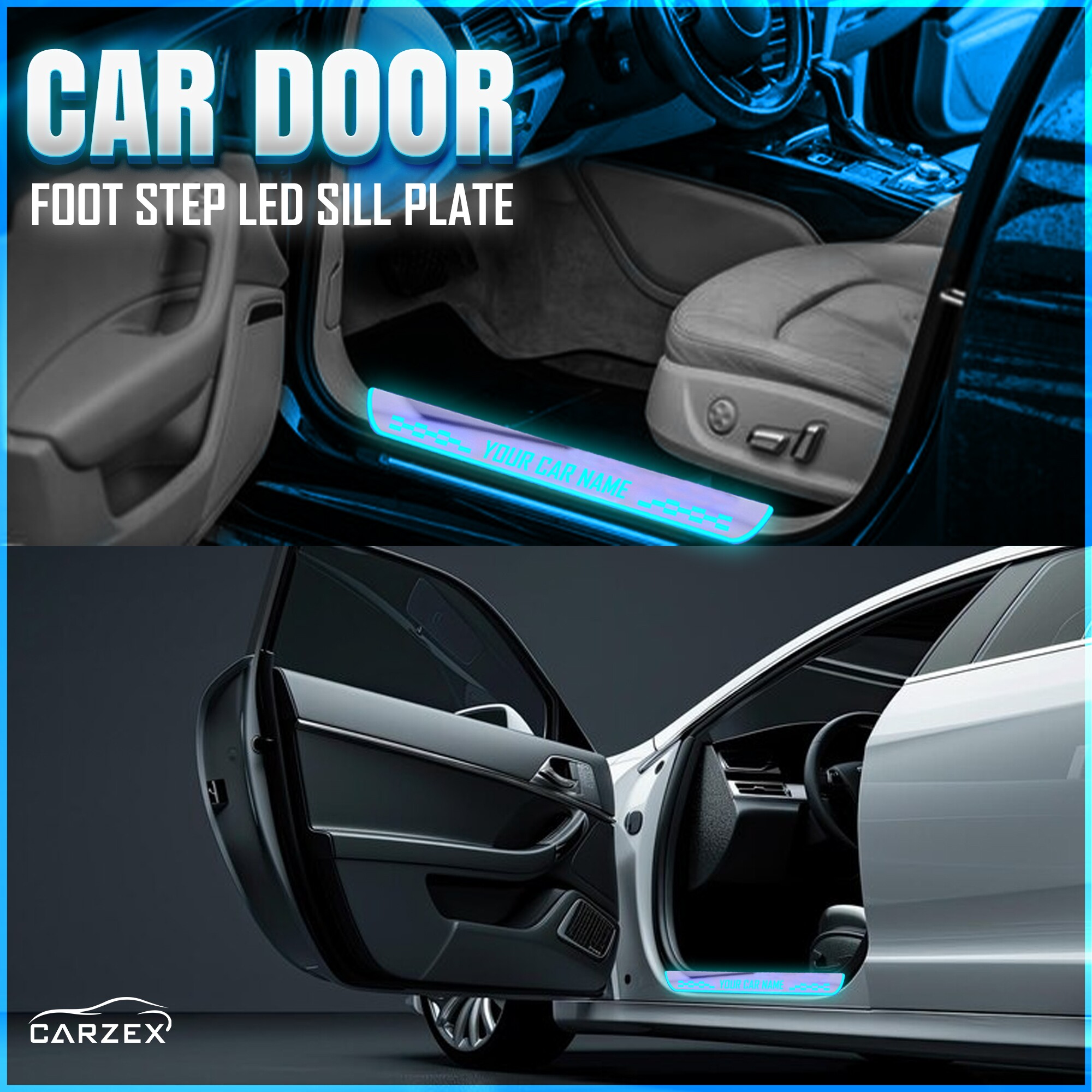Carzex Car Door Opening Led Acrylic Foot Step Sill Plate Compatible with Mahindra Scorpio N (Blue) (Set of 4 Pcs) 4 CZ-LED-SILL PLATE-NIOS-2