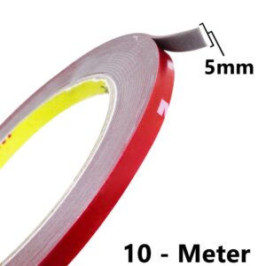 Carzex Double Sided Heavy-Duty Waterproof Adhesive Mounting Tape, Foam Masking Tape for LED Lighting Strips and Car Accessories (10 Meter 5MM)