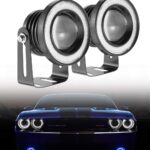 Carzex High Power LED Fog Angel Light Projector with Angel Eye Ring (3.5-inch) Set Of 2 1 Angel Fog Light Projector with Angel Eye Ring Universal for All Cars