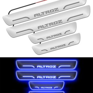 Carzex Car Door Foot Step Led Sill Plate for Tata Altroz (Set of 4 PCS, Blue)