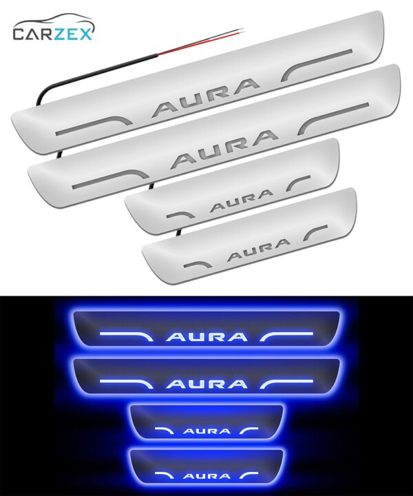 Carzex Car Door Foot Step Led Sill Plate Hyundai Aura (Set of 4 PCS, Blue) Carzex Car Door Foot Step Led Sill Plate Hyundai Aura (Set of 4 PCS, Blue)
