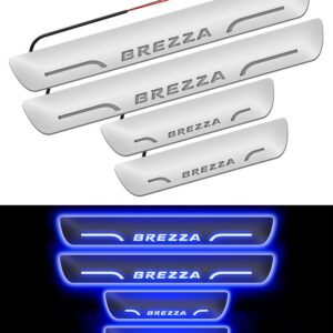 Carzex Car Door Foot Step Led Sill Plate Maruti Suzuki Brezza (Set of 4 PCS, Blue)
