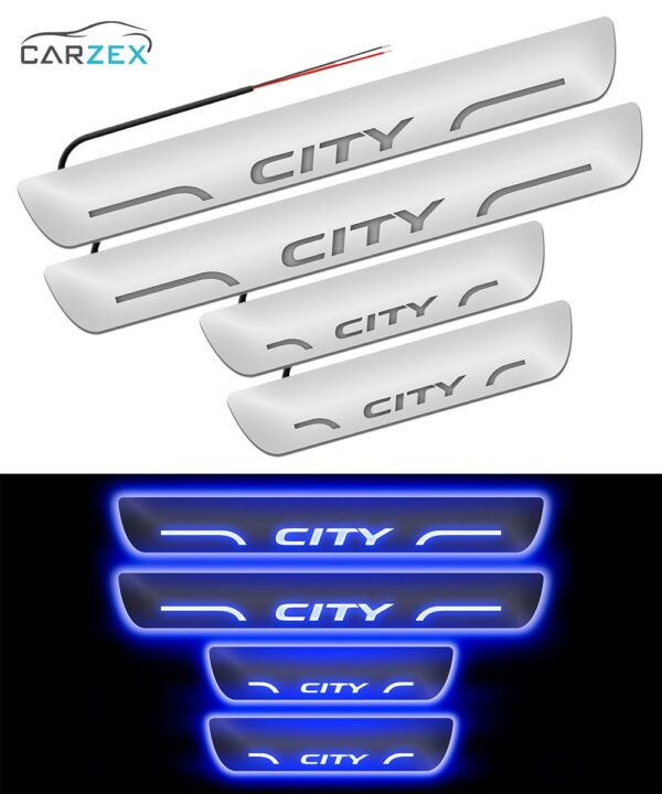 Carzex Car Door Foot Step Led Sill Plate for Honda City (Set of 4 PCS, Blue) Carzex Car Door Foot Step Led Sill Plate for Honda City (Set of 4 PCS, Blue)
