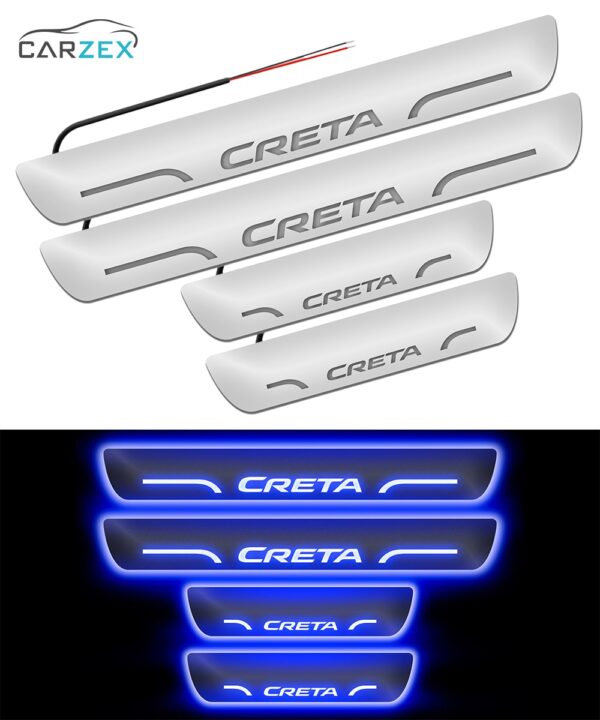 Carzex Car Door Foot Step Led Sill Plate Hyundai Creta (Set of 4 PCS, Blue) Carzex Car Door Foot Step Led Sill Plate Hyundai Creta (Set of 4 PCS, Blue)