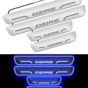 Carzex Car Door Foot Step Led Sill Plate Maruti Suzuki Dzire (Set of 4 PCS, Blue)