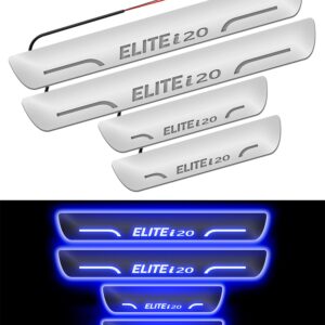 Carzex Car Door Foot Step Led Sill Plate Hyundai Elite i20 (Set of 4 PCS, Blue)
