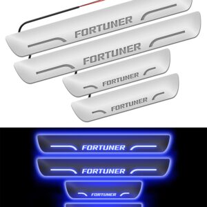 Carzex Car Door Foot Step Led Sill Plate for Toyota Fortuner (Set of 4 PCS, Blue)