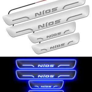 Carzex Car Door Foot Step Led Sill Plate Hyundai Grand i10 Nios (Set of 4 PCS, Blue)