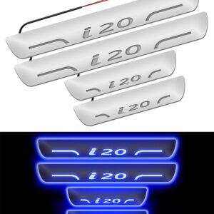 Carzex Car Door Foot Step Led Sill Plate for Hyundai I20(Set of 4 PCS, Blue)
