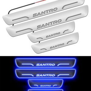 Carzex Car Door Foot Step Led Sill Plate Hyundai Santro (Set of 4 PCS, Blue)