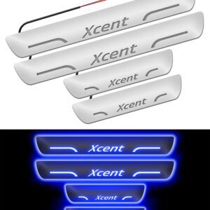 Carzex Car Door Foot Step Led Sill Plate Hyundai Xcent (Set of 4 PCS, Blue)