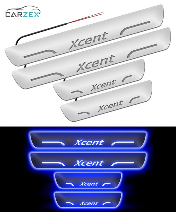 Carzex Car Door Foot Step Led Sill Plate Hyundai Xcent (Set of 4 PCS, Blue) Carzex Car Door Foot Step Led Sill Plate Hyundai Xcent (Set of 4 PCS, Blue)