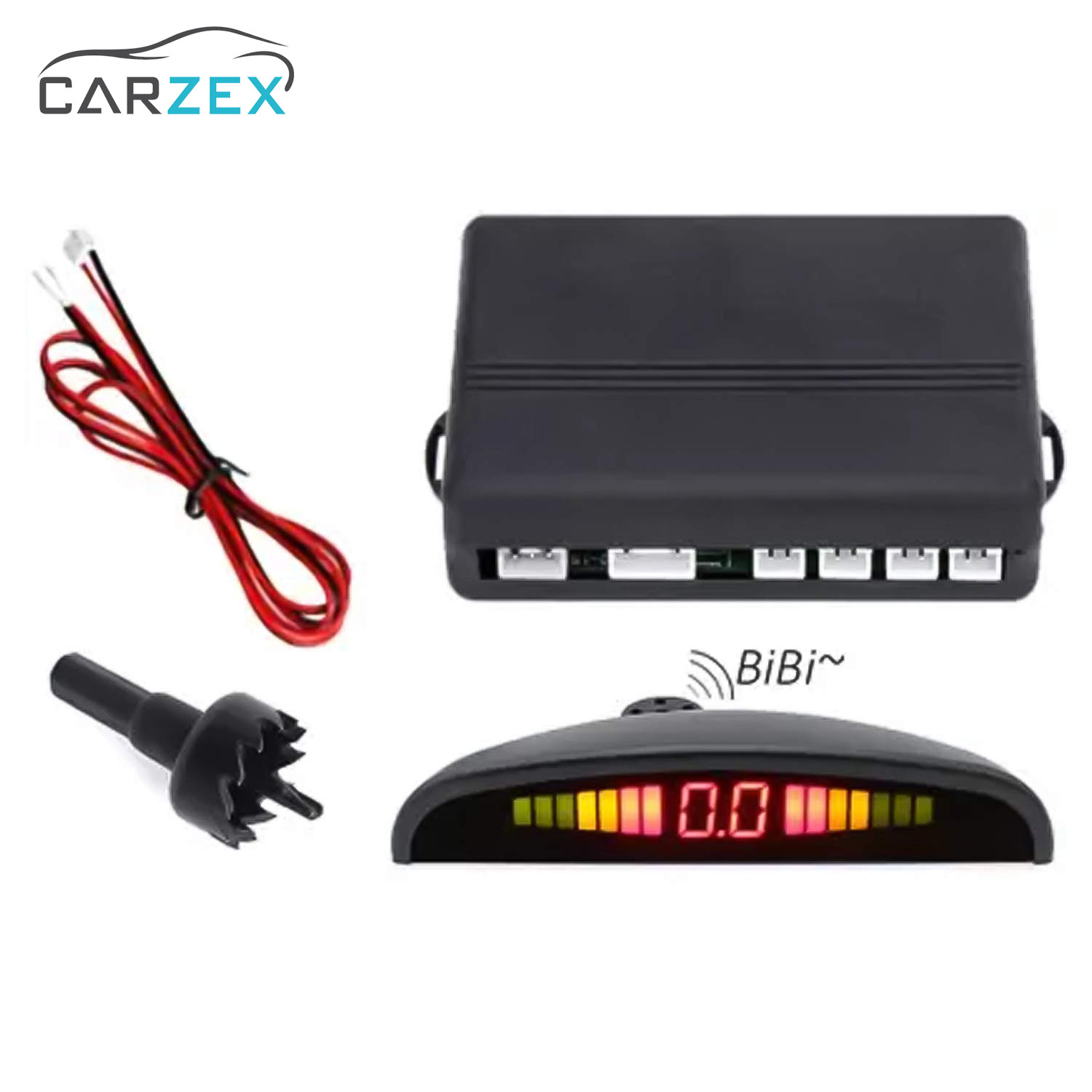 Carzex Car Reverse Parking Sensor with LED Display, Buzzer and Ultrasonic Reverse Parking Auto Radar Detectors (Red) 4 CZ-PARKING SENSOR-RED-4