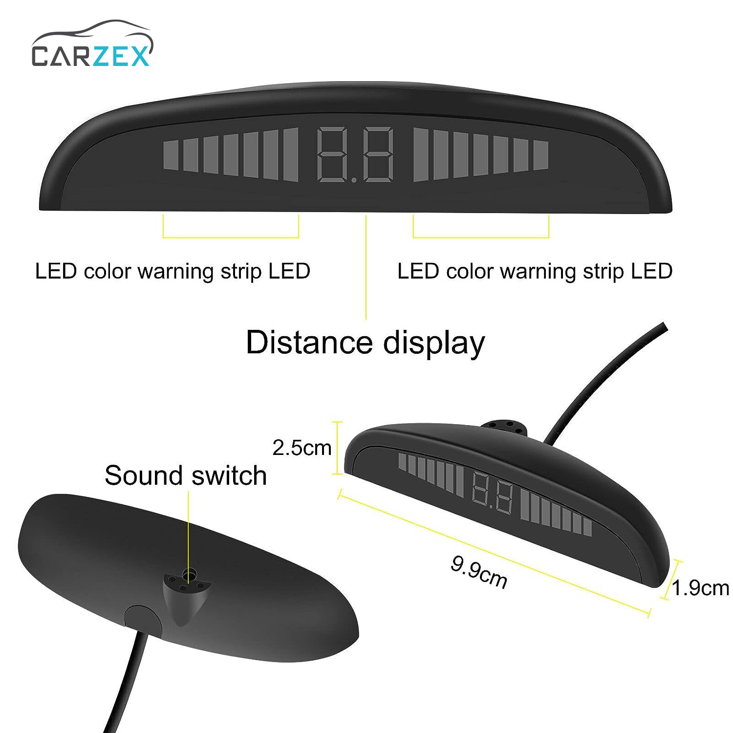 Carzex Car Reverse Parking Sensor with LED Display, Buzzer and Ultrasonic Reverse Parking Auto Radar Detectors (Red) 8 CZ-PARKING SENSOR-RED-8