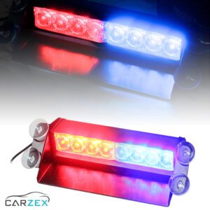 Carzex 8 LED Red & Blue Police Plug & Play Stylish Flashing Light Universal for Car Dashboard