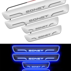 Carzex Car Door LED Foot Step Sill Plate for Kia Sonet (White) (Set of 4)