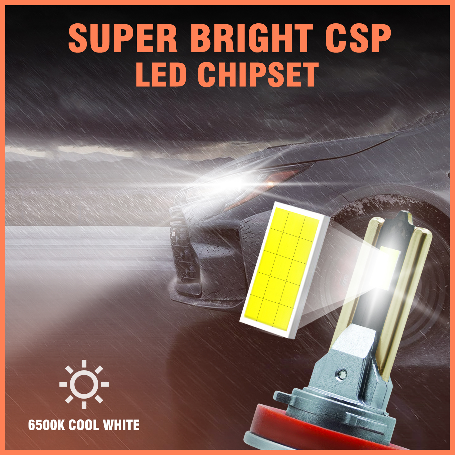 Carzex Crystal Eye H8 White Plug & Play LED Headlight & Fog Light Bulb For Cars (150W/12000LM/6000K) 3 3