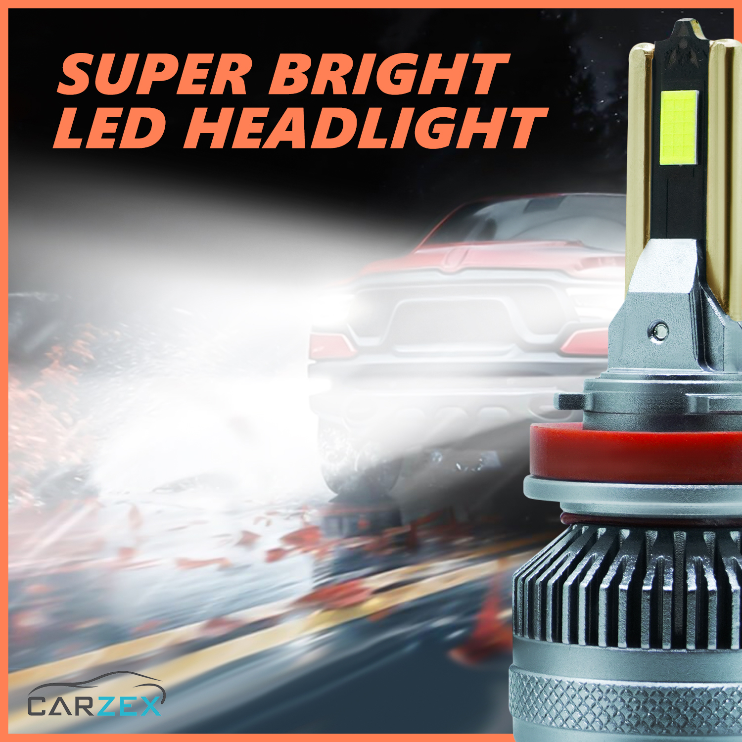 Carzex Crystal Eye H8 White Plug & Play LED Headlight & Fog Light Bulb For Cars (150W/12000LM/6000K) 5 5