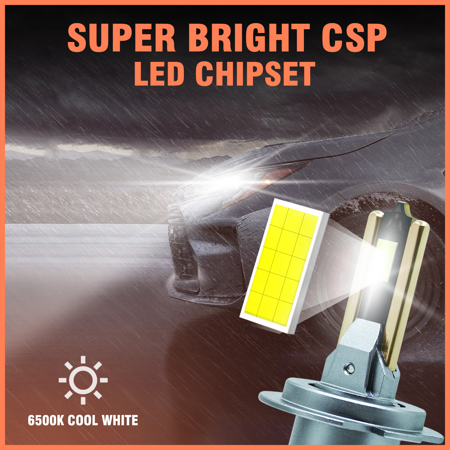 Carzex Crystal Eye H7 White Plug & Play LED Headlight Bulb For Cars and Bikes (150W/12000LM/6000K) 3 3