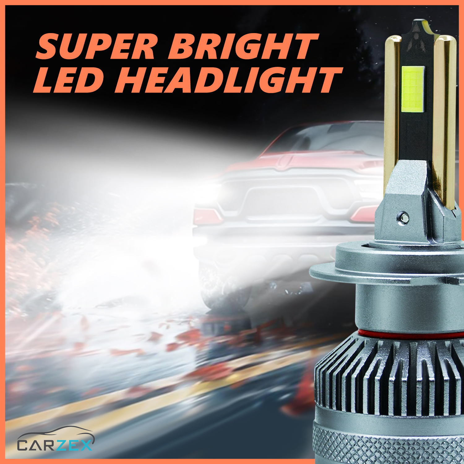 Carzex Crystal Eye H7 White Plug & Play LED Headlight Bulb For Cars and Bikes (150W/12000LM/6000K) 5 5
