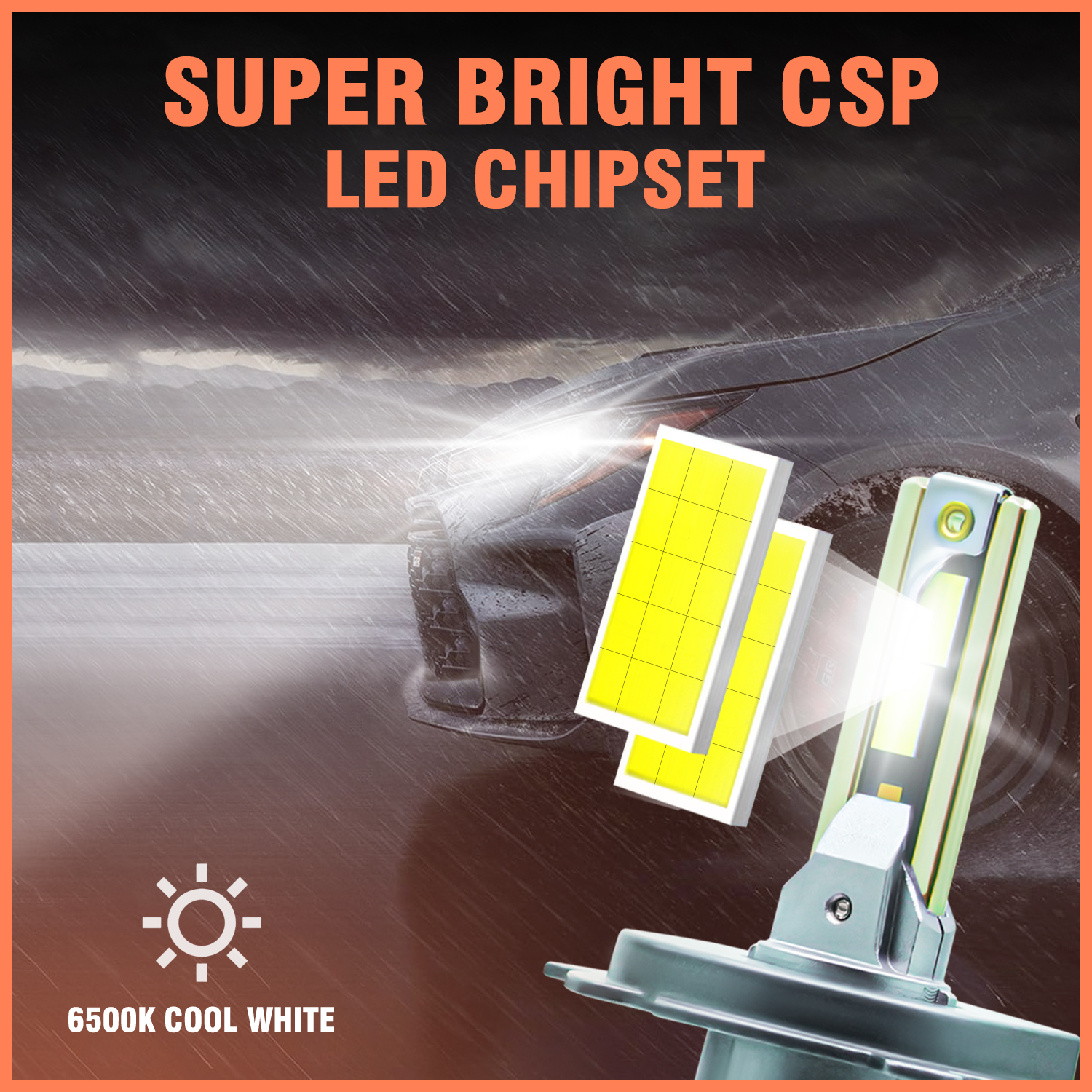Carzex Crystal Eye H4 White Plug & Play LED Headlight Bulb for Cars, Bike and Scooty (150W/12000LM/6000K) 3 3