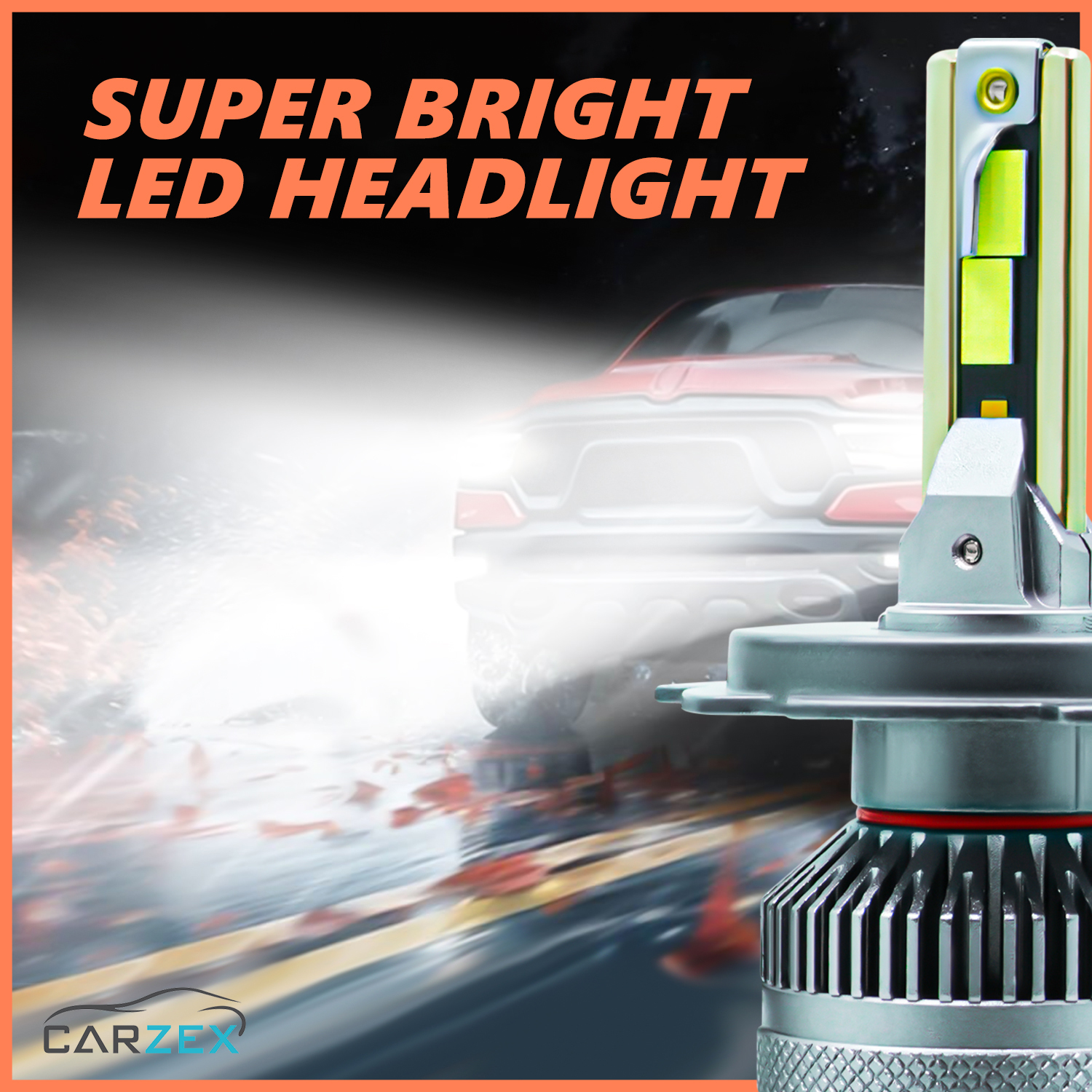 Carzex Crystal Eye H4 White Plug & Play LED Headlight Bulb for Cars, Bike and Scooty (150W/12000LM/6000K) 5 5