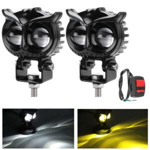 Carzex Owl LED Lens White/Yellow Fog Light for Bikes and Scooty (With On/Off Switch)