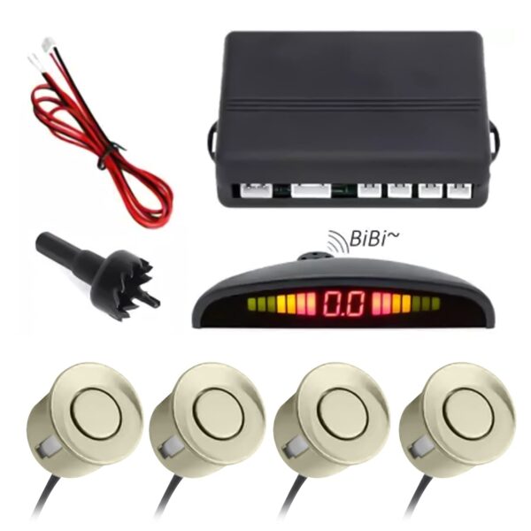 CZ-GOLDEN-PARKING-SENSOR Carzex Car Reverse Parking Sensor with LED Display, Buzzer and Ultrasonic Reverse Parking Auto Radar Detectors (Golden)