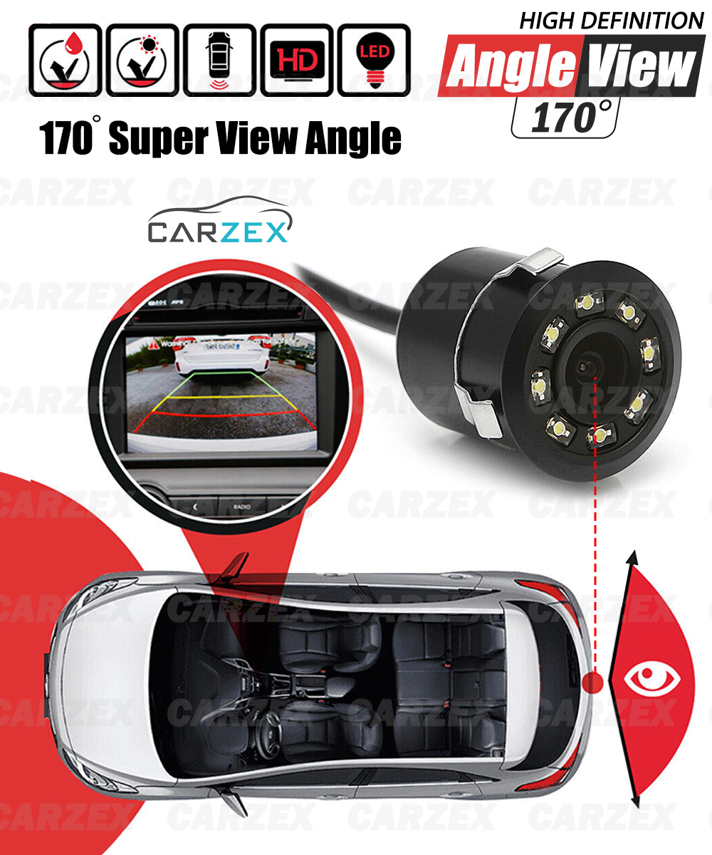 Carzex Car Reverse Parking Camera 8 Led Rear & Front View Reverse and Front Parking Assist Night Vision Parking Camera for Cars (2 in 1 Camera) 1 05 CCARZEX