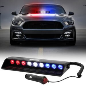 Carzex S1 9 LED Police Strobe Flash Warning White, Red & Blue Emergency LED Light for Cars