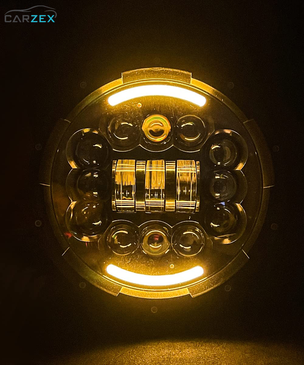 Carzex C-22 Design 7 Inch LED Headlight for RE Bullet Classic/Standard with DRL & Turn Signal Indicator Light 6 7