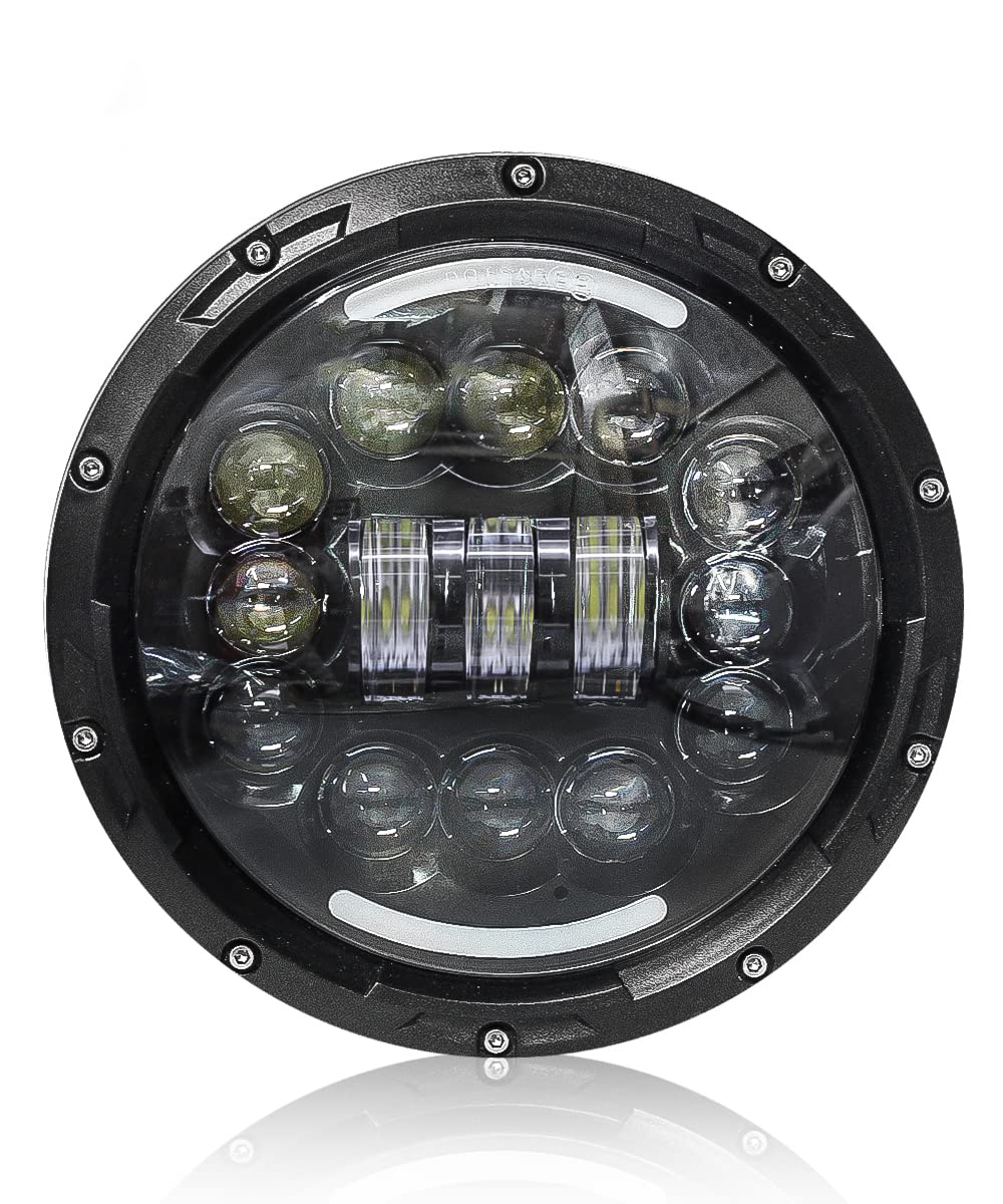 Carzex C-22 Design 7 Inch LED Headlight for RE Bullet Classic/Standard with DRL & Turn Signal Indicator Light 7 8