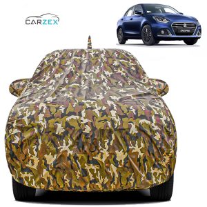 Carzex Waterproof & Heat Resistant Jungle Print Camouflage Design Car Body Cover with Mirror & Antenna Pockets?For Maruti Suzuki Dzire New