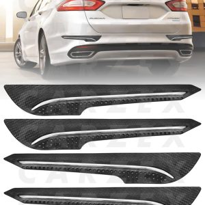 Carzex Car Bumper Protector with Single Chrome Strip for Cars (Set of 4)