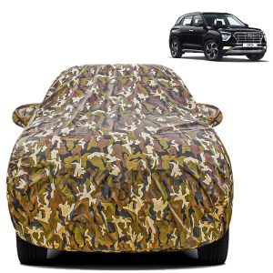 Carzex 2x2 Heavy Duty Red Border Car Body Cover Without Antenna For Creta 2020-2022