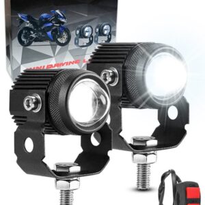 Carzex Mini Drive White & Amber Yellow Fog LED Spot Beam Projector Lens Light for Bike and Scooty (with On/Off Switch)