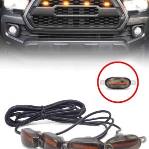 Carzex Universal 4 X 4 Yellow Grille Daytime Running Light Raptor Style Off-Roading LED Light for Cars (Set of 4)