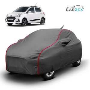 Carzex 2x2 Heavy Duty Red Border Car Body Cover Without Antenna For Hyundai Grand i10