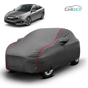 Carzex 2x2 Heavy Duty Red Border Car Body Cover Without Antenna For Honda City 2022