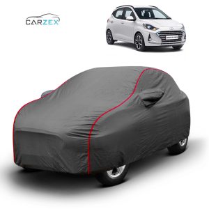 Carzex 2x2 Heavy Duty Red Border Car Body Cover Without Antenna For Hyundai Grand i10 Nios