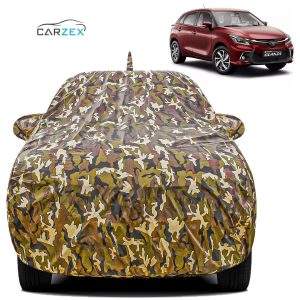 Carzex Waterproof & Heat Resistant Jungle Print Camouflage Design Car Body Cover with Mirror & Antenna Pockets?For Toyota Glanza New