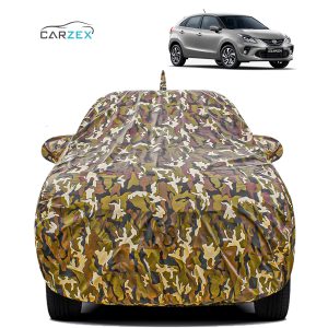 Carzex Waterproof & Heat Resistant Jungle Print Camouflage Design Car Body Cover with Mirror & Antenna Pockets?For Toyota Glanza Old