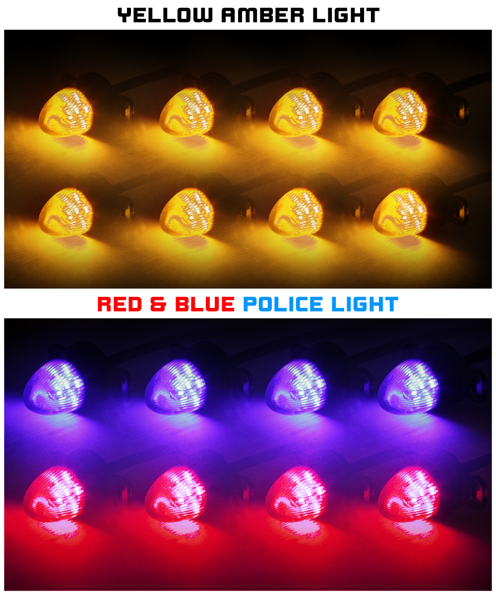 Carzex Universal 8 Spot Yellow Red Blue Grille Daytime Running Light Bullet Style Two Tone LED Mesh Light for Cars & SUV 3 3