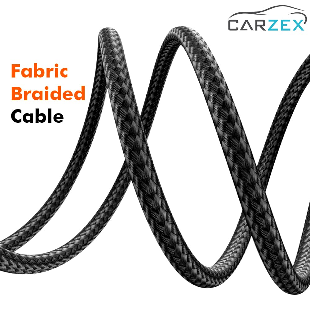 Carzex 36W Fast Charging Dual Port Smart Rapid Car Mobile Charger with 3 in 1 Nylong Braided Charging Cable (Matt Black) 3 3