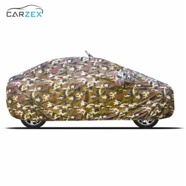 Carzex Waterproof & Heat Resistant Jungle Print Camouflage Design Car Body Cover with Mirror & Antenna Pockets?ForHyundai Santro 2019 New 2 5