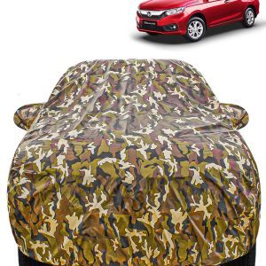 Carzex Waterproof & Heat Resistant Jungle Print Camouflage Design Car Body Cover with Mirror Pockets?For Honda Amaze New