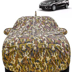 Carzex Waterproof & Heat Resistant Jungle Print Camouflage Design Car Body Cover with Mirror & Antenna Pockets?For Honda Amaze Old