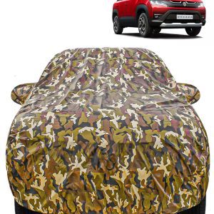 Carzex Waterproof & Heat Resistant Jungle Print Camouflage Design Car Body Cover with Mirror Pockets?For Maruti Suzuki Brezza New