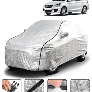 Carzex Waterproof & Heat Resistant Metallic Silver With Black Border Car Body Cover with Mirror Pockets For Maruti Suzuki Ciaz