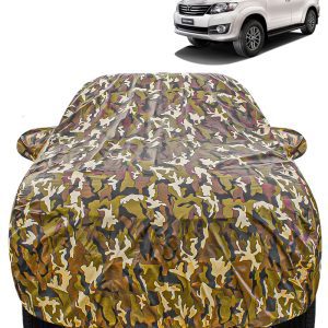 Carzex Waterproof & Heat Resistant Jungle Print Camouflage Design Car Body Cover with Mirror Pockets For Toyota Fortuner Old